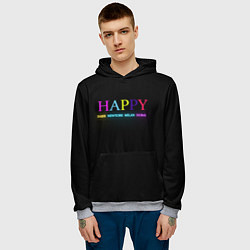 Толстовка-худи мужская HAPPY, цвет: 3D-меланж — фото 2