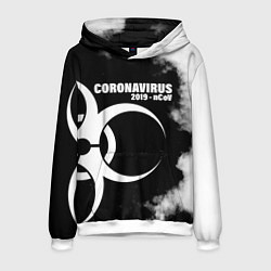 Толстовка-худи мужская Coronavirus 2019 - nCoV, цвет: 3D-белый