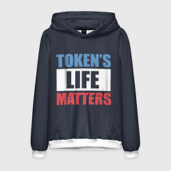 Толстовка-худи мужская TOKENS LIFE MATTERS, цвет: 3D-белый