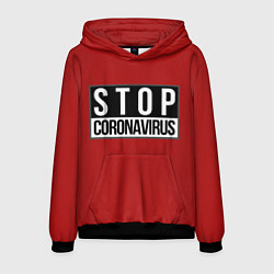 Толстовка-худи мужская Stop Coronavirus, цвет: 3D-черный