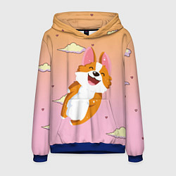 Толстовка-худи мужская Милый корги, цвет: 3D-синий
