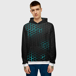 Толстовка-худи мужская СТАЛЬНАЯ НЕОНОВАЯ БРОНЯ, цвет: 3D-белый — фото 2