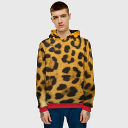 Толстовка-худи мужская Леопард, цвет: 3D-красный — фото 2