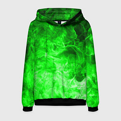 Толстовка-худи мужская ОГОНЬ GREEN NEON, цвет: 3D-черный