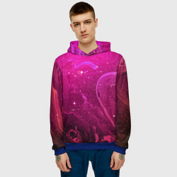 Толстовка-худи мужская РОЗОВЫЙ КОСМОС, цвет: 3D-синий — фото 2