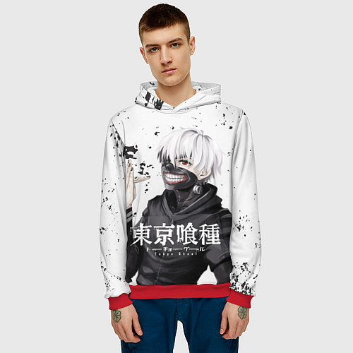 Мужская толстовка Токийский гуль / 3D-Красный – фото 3