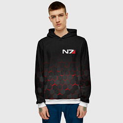 Толстовка-худи мужская MASS EFFECT N7, цвет: 3D-белый — фото 2