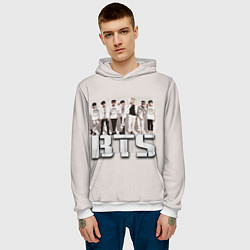 Толстовка-худи мужская BTS, цвет: 3D-белый — фото 2