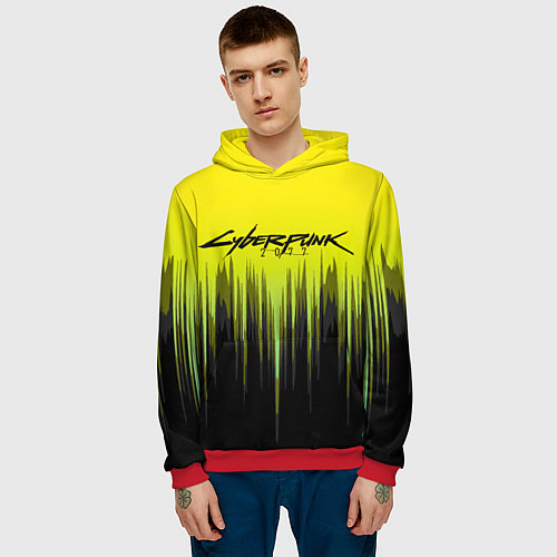 Мужская толстовка CYBERPUNK 2077 / 3D-Красный – фото 3