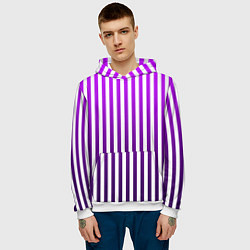 Толстовка-худи мужская Пикси полосы, цвет: 3D-белый — фото 2