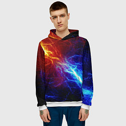 Толстовка-худи мужская ОГОНЬ ГЛИТЧ, цвет: 3D-белый — фото 2