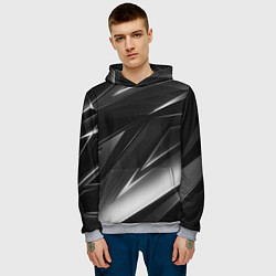 Толстовка-худи мужская GEOMETRY STRIPES BLACK & WHITE, цвет: 3D-меланж — фото 2