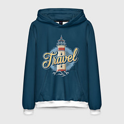 Толстовка-худи мужская Путешествие, цвет: 3D-белый