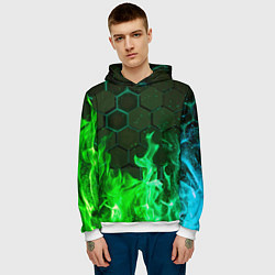 Толстовка-худи мужская Fire, цвет: 3D-белый — фото 2