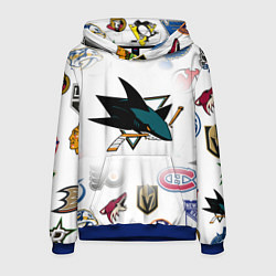 Толстовка-худи мужская San Jose Sharks NHL teams pattern, цвет: 3D-синий