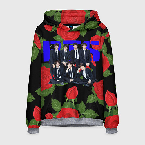 Мужская толстовка BTS Roses Black / 3D-Меланж – фото 1