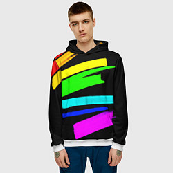 Толстовка-худи мужская НЕОНОВЫЕ КРАСКИ, цвет: 3D-белый — фото 2
