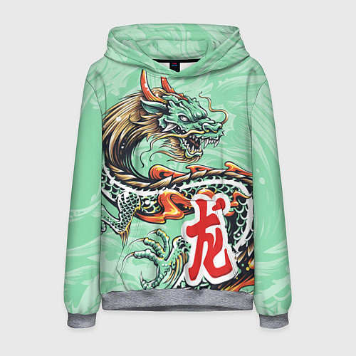 Мужская толстовка Изумрудный дракон / 3D-Меланж – фото 1