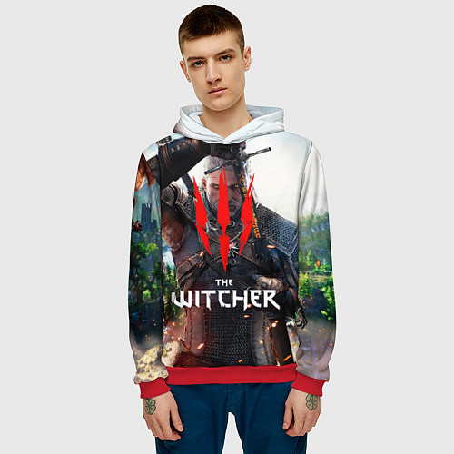 Мужская толстовка The Witcher / 3D-Красный – фото 3