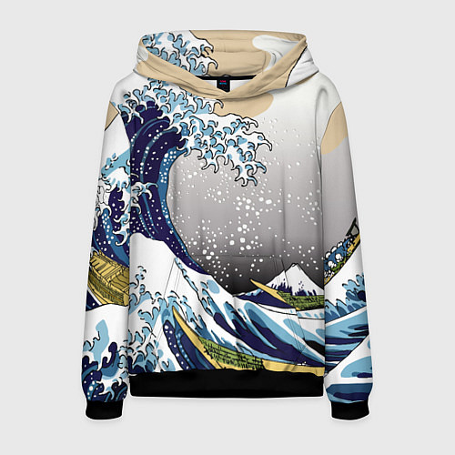 Мужская толстовка The great wave off kanagawa / 3D-Черный – фото 1