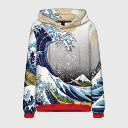 Толстовка-худи мужская The great wave off kanagawa, цвет: 3D-красный