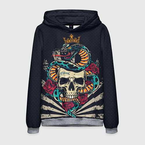 Мужская толстовка Змея с короной на черепе / 3D-Меланж – фото 1