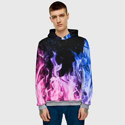 Толстовка-худи мужская НЕОНОВЫЙ ОГОНЬ, цвет: 3D-меланж — фото 2