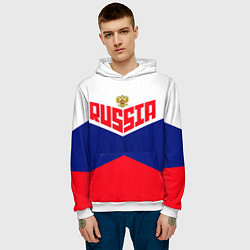 Толстовка-худи мужская Russia, цвет: 3D-белый — фото 2