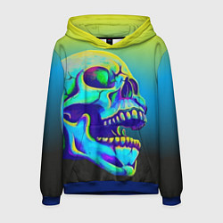 Толстовка-худи мужская Neon skull, цвет: 3D-синий