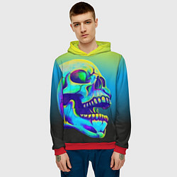 Толстовка-худи мужская Neon skull, цвет: 3D-красный — фото 2