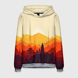 Толстовка-худи мужская Горы закат пейзаж лиса арт, цвет: 3D-меланж