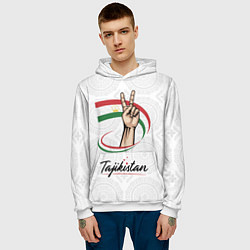 Толстовка-худи мужская Таджикистан, цвет: 3D-белый — фото 2