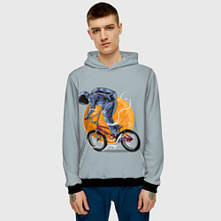 Толстовка-худи мужская Космический велосипедист Z, цвет: 3D-черный — фото 2