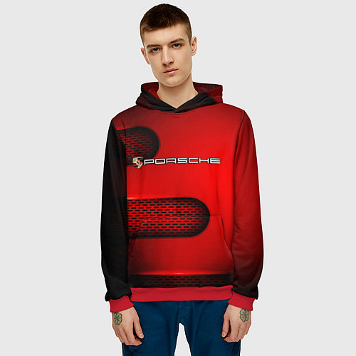 Мужская толстовка PORSCHE / 3D-Красный – фото 3