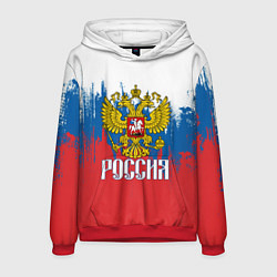Толстовка-худи мужская РОССИЯ ТРИКОЛОР, цвет: 3D-красный