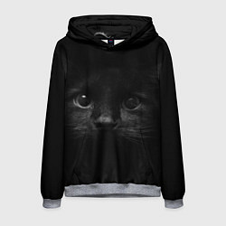 Толстовка-худи мужская Чёрный кот, цвет: 3D-меланж