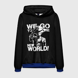 Толстовка-худи мужская WE GO TO THE NEW WORLD!, цвет: 3D-синий