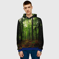 Толстовка-худи мужская Лес, цвет: 3D-синий — фото 2