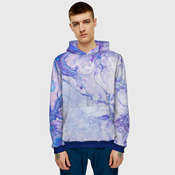 Толстовка-худи мужская Разводы сиреневой краской, цвет: 3D-синий — фото 2