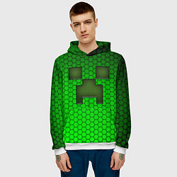 Толстовка-худи мужская Крипер из игры Minecraft, цвет: 3D-белый — фото 2