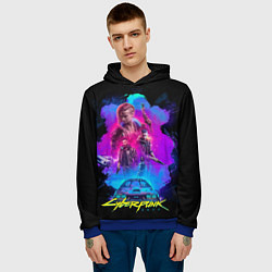 Толстовка-худи мужская Cyberpunk 2077, цвет: 3D-синий — фото 2