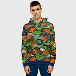 Толстовка-худи мужская Абстрактные волны, цвет: 3D-синий — фото 2