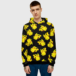 Толстовка-худи мужская Веселый пикачу, цвет: 3D-черный — фото 2