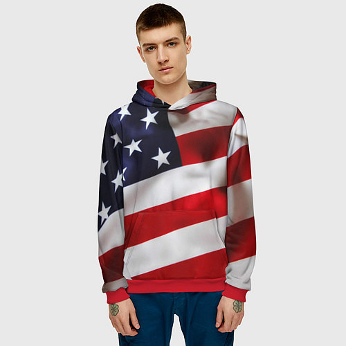 Мужская толстовка США USA / 3D-Красный – фото 3