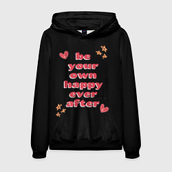 Толстовка-худи мужская Будь счастлив сам по себе, цвет: 3D-черный