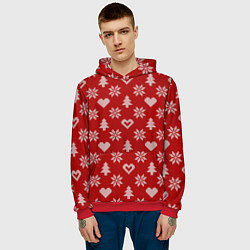 Толстовка-худи мужская Красный рождественский свитер, цвет: 3D-красный — фото 2