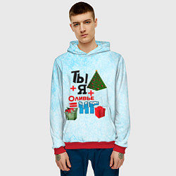 Толстовка-худи мужская Новый Год, цвет: 3D-красный — фото 2