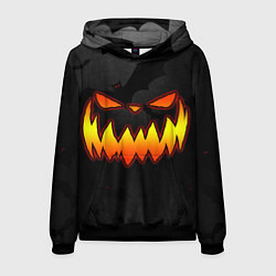 Толстовка-худи мужская Pumpkin smile and bats, цвет: 3D-черный