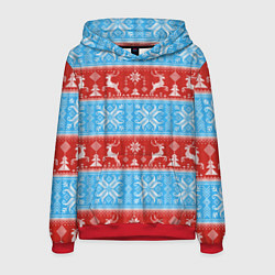 Толстовка-худи мужская СВИТЕР С ОЛЕНЯМИ, цвет: 3D-красный