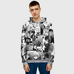 Толстовка-худи мужская Токийский гуль, цвет: 3D-меланж — фото 2